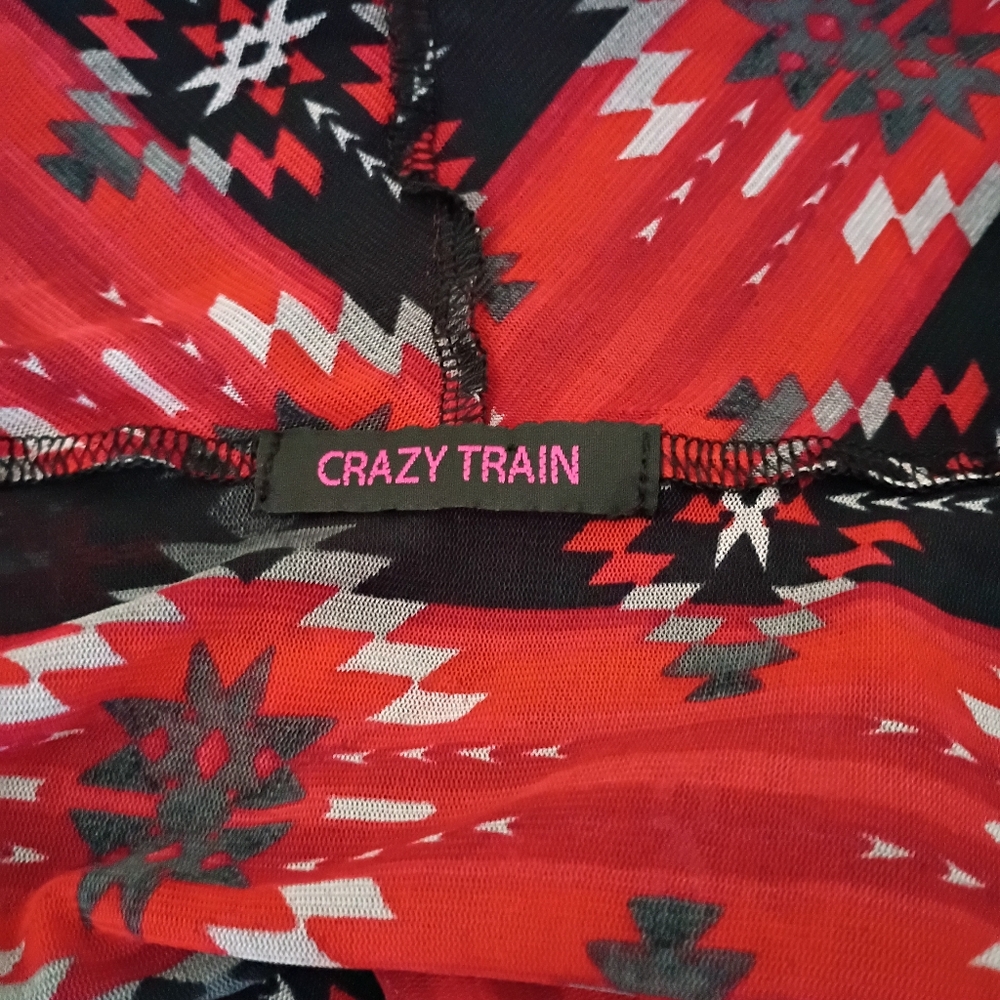 Crazy Train Red and Black Geometric Shawl - Picture 3 of 5
